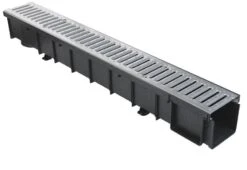 Caniveau Polypropylene + Grille Metal CSAGSZ13999PPN - Long. 1m X Larg. 130mm X Haut. 110mm - Classe A15