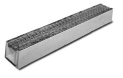 Caniveau Beton + Grille Caillebotis Acier DRAINECO 100 - Long. 1m X Larg. 155mm X Haut. 120mm - Classe B125