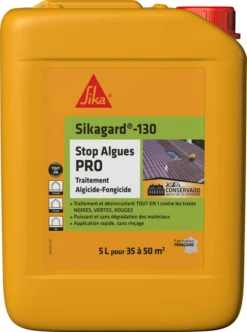 Anti-mousses Hautes Performances / Traitement Preventif Et Curatif Sikagard 130 Stop Algues Pro - Bidon De 5L