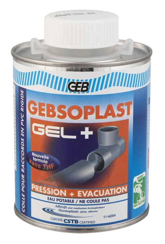 Colle Gel Pour PVC Rigide GEBSOPLAST GEL + Sans THF - Boite De 500ml 1 Colle Gel Pour PVC Rigide GEBSOPLAST GEL + Sans THF - Boite De 500ml