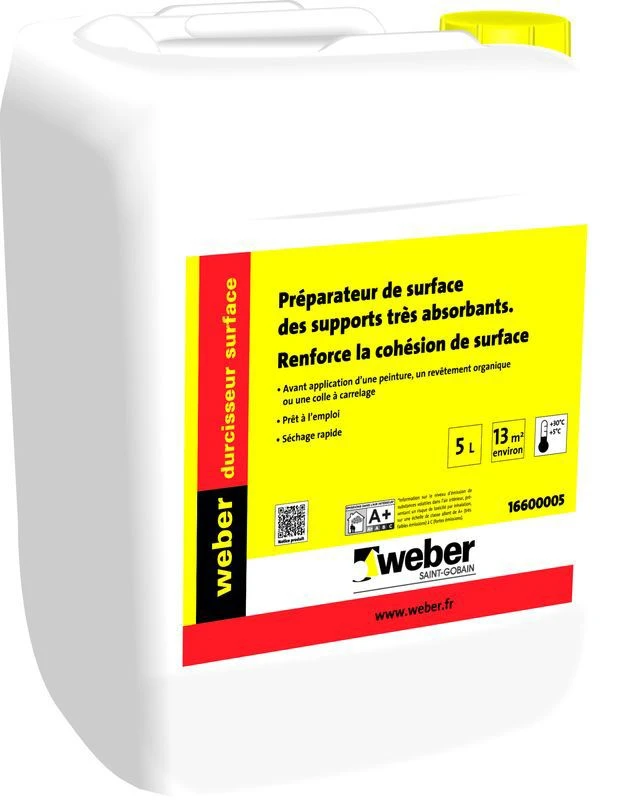 PREPARATEUR DE SURFACE DES SUPPORTS WEBER DURCISSEUR SURFACE 5L 1 PREPARATEUR DE SURFACE DES SUPPORTS WEBER DURCISSEUR SURFACE 5L