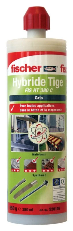 Fischer Resine De Scellement Hybride FIS HT 380 Gris - Cartouche De 380 Ml 1 Fischer Resine De Scellement Hybride FIS HT 380 Gris - Cartouche De 380 Ml