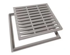 GRILLE DE SOL AVEC CADRE 400 X 400 GRIS CLAIR - GRC40