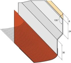 Solin Galva Laque Sable Joint Mastic + Plomb Plisse Larg.200mm 5/10eme Laque Rouge Lg.200cm