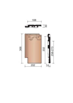 Tuile Terre Cuite Vauban 2 Droite Rocaille - Long. 36,6 Cm X Larg. 20,2 Cm