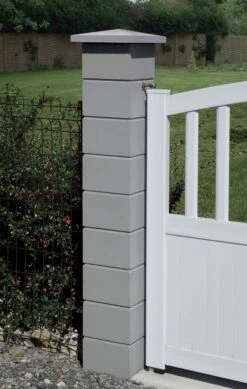 Element De Pilier Lisse Uni Sans Joint 24,5 X 24,5 X 16,7 Gris