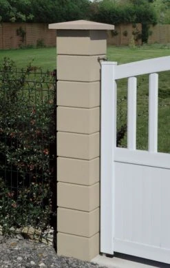Element De Pilier Lisse Uni Sans Joint 24,5 X 24,5 X 16,7 Ton Pierre