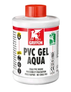Colle PVC Rigide GEL AQUA Incolore - Bidon Avec Pinceau Goupillon 1L