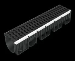 Caniveau Avec 2 Grilles Fonte - Long. 1m X Larg. 150mm - Classe D400